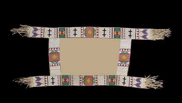 Appraisal: A Sioux beaded saddle blanket Beaded on hide with canvas