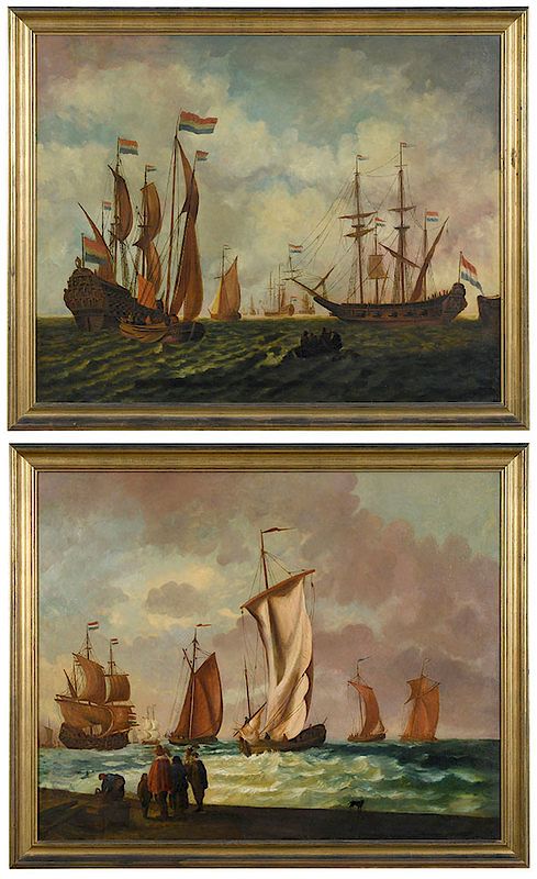 Appraisal: Dutch School th th century A Pair Dutch Naval Scenes