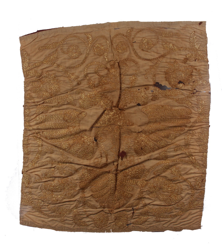 Appraisal: EARLY TEXTILE - Remnants of a Flag or Banner bearing