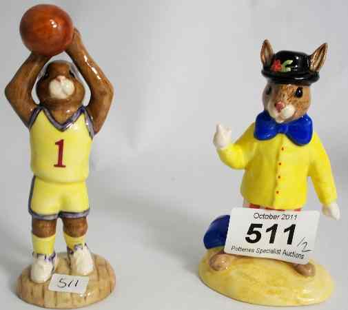 Appraisal: Royal Doulton Bunnykins Figures Joker DB and Basketball DB both