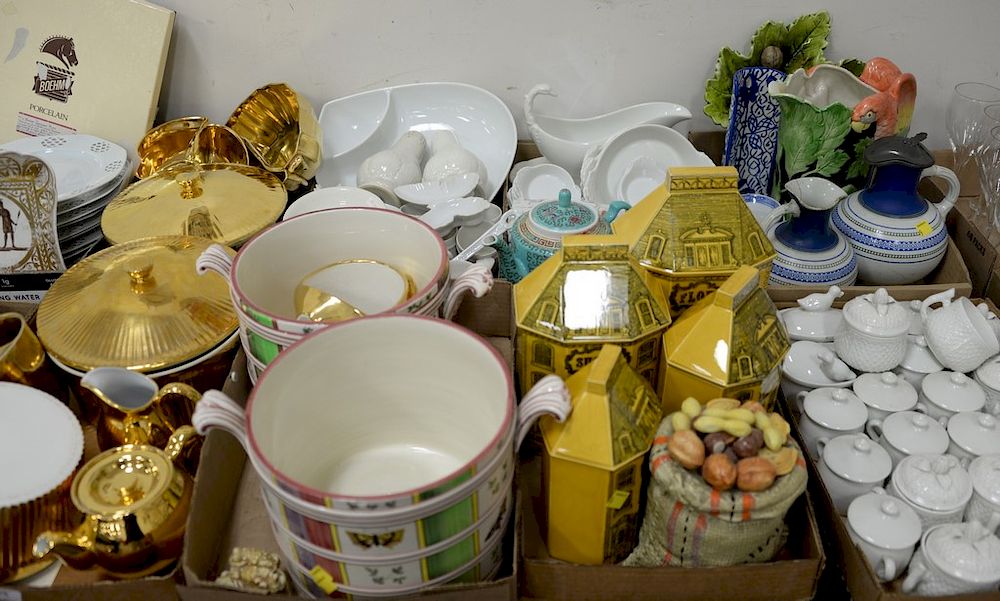 Appraisal: Eight tray lots of porcelain and ceramics gold Royal worcester