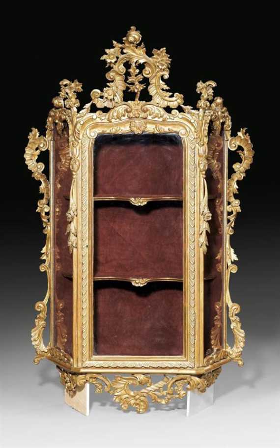 Appraisal: PAIR OF WALL VITRINES Louis XV Northern Italy th th