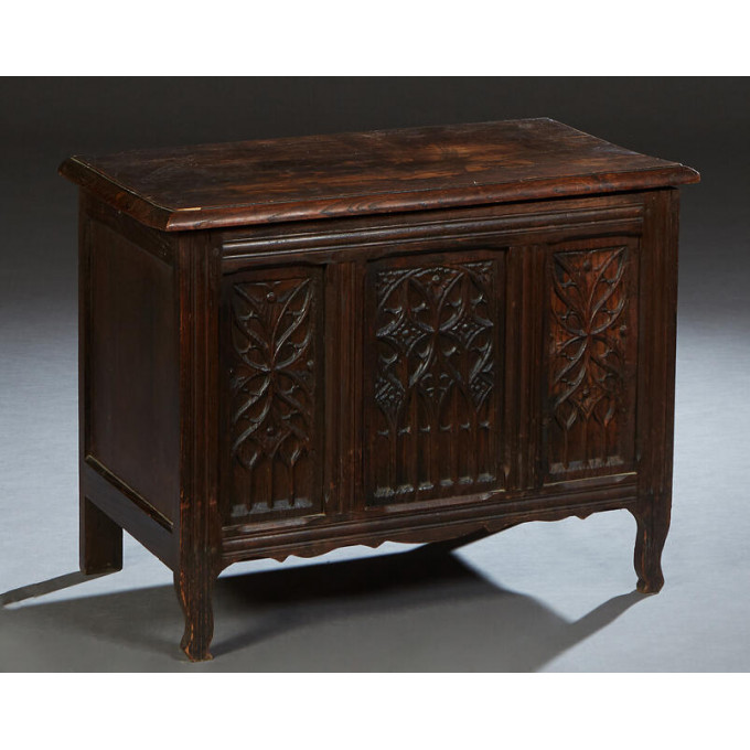 Appraisal: French Provincial Carved Walnut Marble Top Nightstand early th c