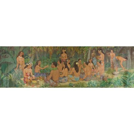 Appraisal: J Clinton Shepherd American - Mural Depicting a Luau Estimate