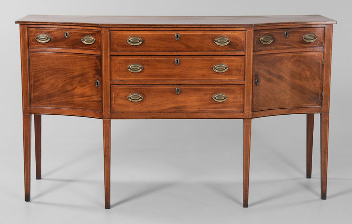 Appraisal: Federal Inlaid Mahogany Sideboard New England signed and dated D