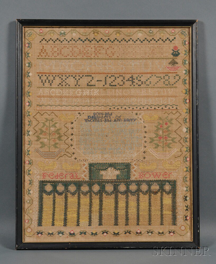 Appraisal: Federal Bower Needlework Family Record Ann Barry ended this work