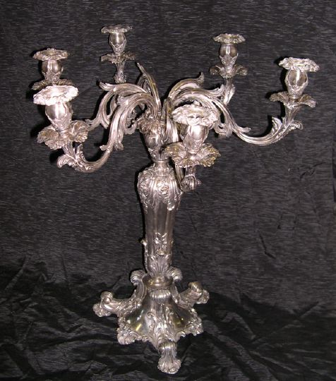 Appraisal: Stately Creswick and Company Sheffield Silverplated Ten-Light Candelabrum in the