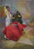 Appraisal: Beni E Kosh African American - Bull Fighter oil on