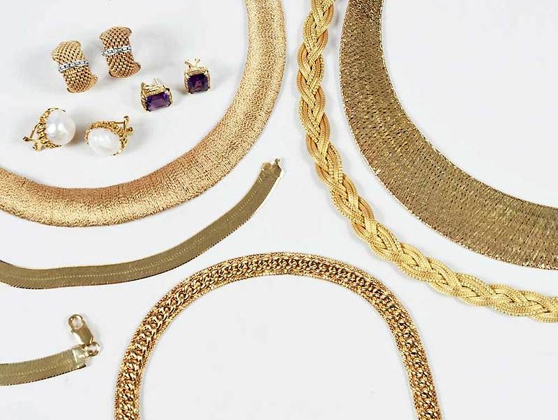 Appraisal: Eight Pieces Vermeil Jewelry including five necklaces to - in