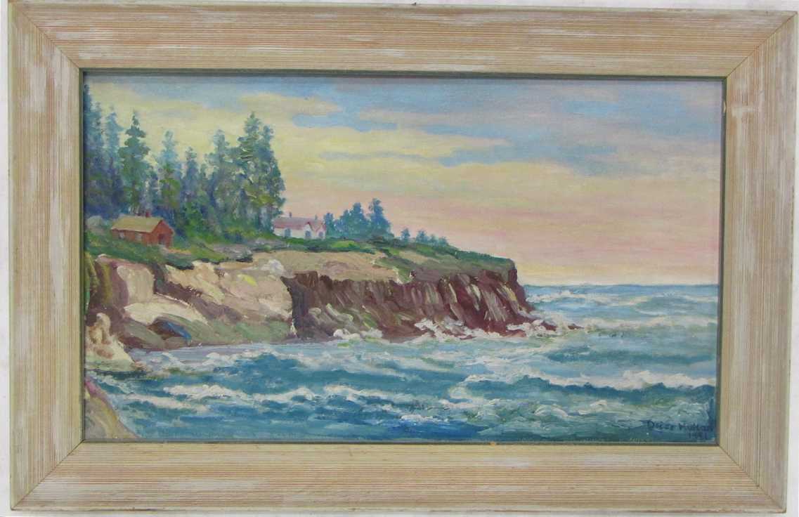 Appraisal: OSCAR HUKARI Oregon - Oil on Masonite Pirate Cove Depoe