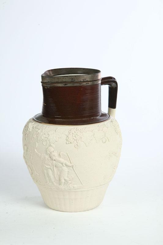 Appraisal: POTTERY JUG A marked Turner white stoneware jug with molded