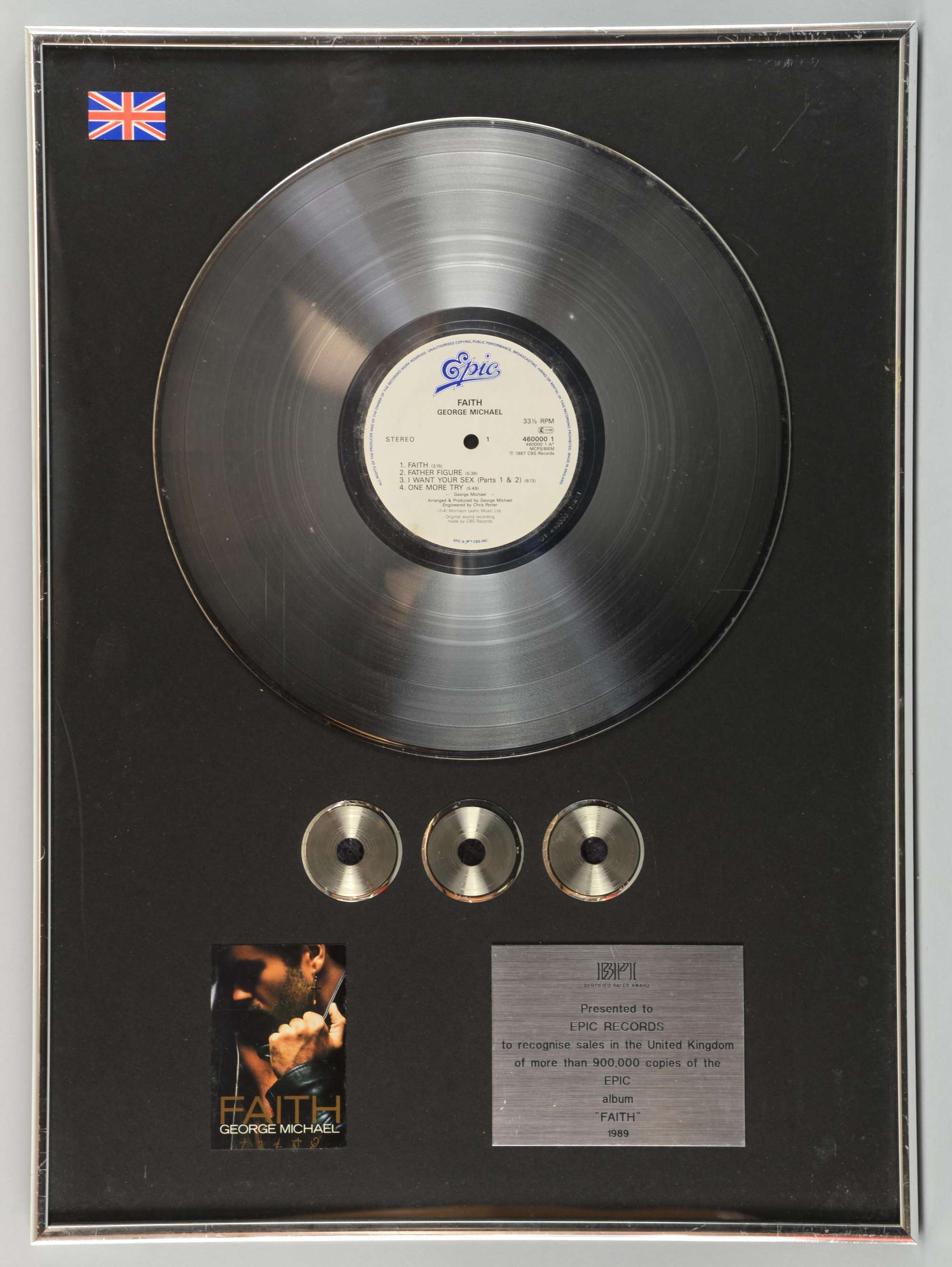 Appraisal: George Michael BPI presented x Platinum disc to Epic Records