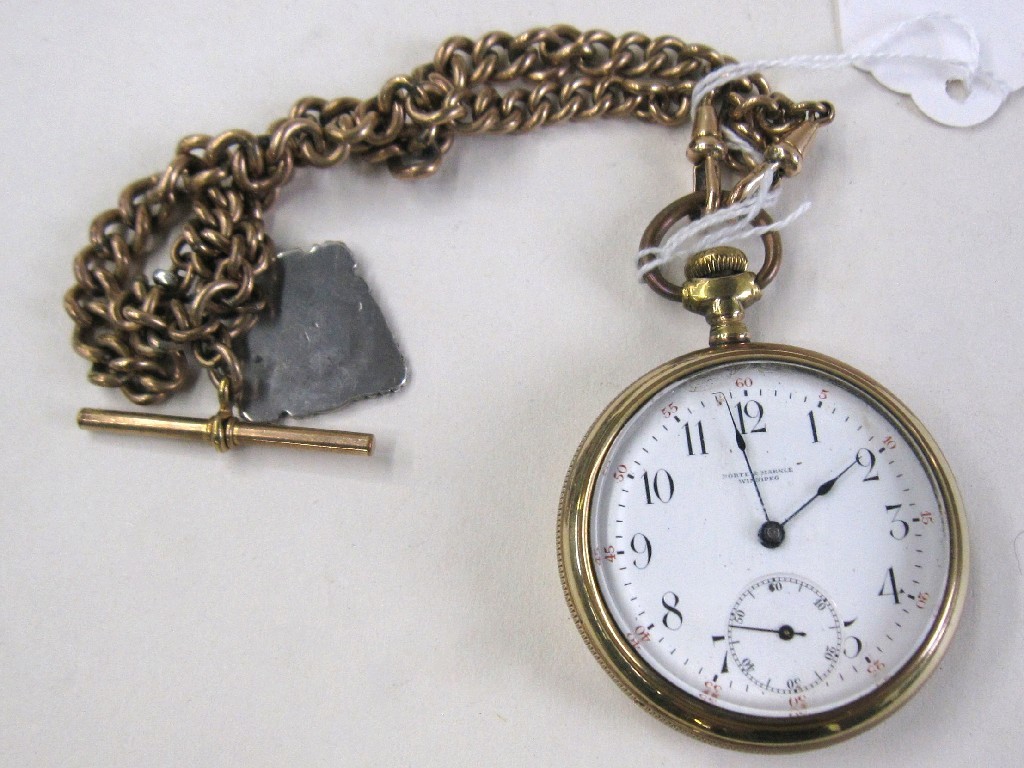 Appraisal: Lot comprising rolled gold double Albert and a pocket watch