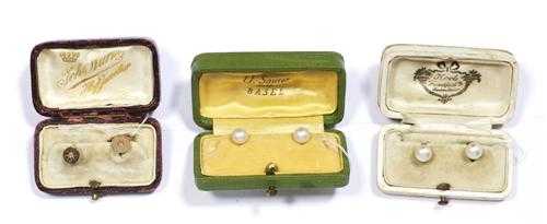 Appraisal: LOT PAIR OF PEARL AND PAIR OF GOLD AND DIAMOND