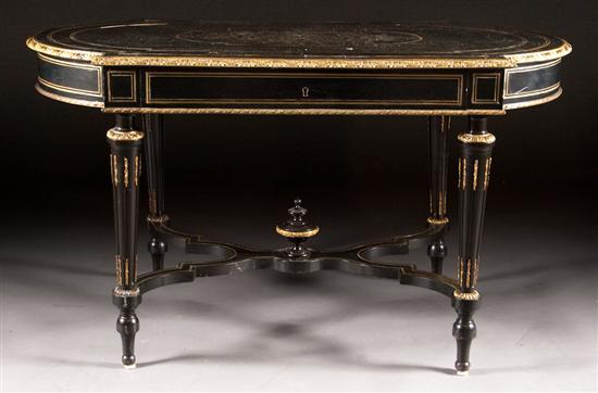 Appraisal: Napoleon III style brass mounted and marquetry inlaid ebonized wood