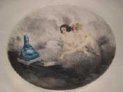 Appraisal: Louis Icart - A coloured oval print of two girls