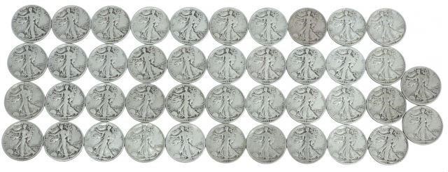 Appraisal: lot of U S Walking Liberty half dollars S D