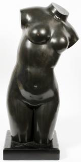 Appraisal: BRONZE TORSO SCULPTURE ON MARBLE BASE BRONZE TORSO SCULPTURE ON