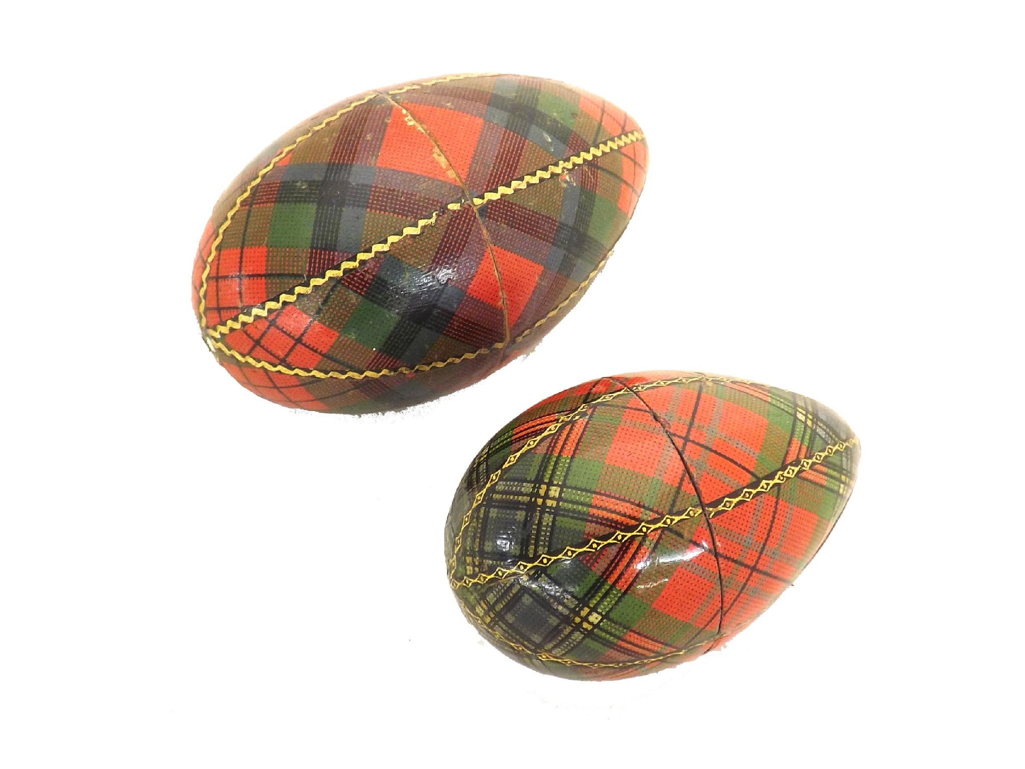 Appraisal: Tartan ware - two egg shaped spool boxes in the