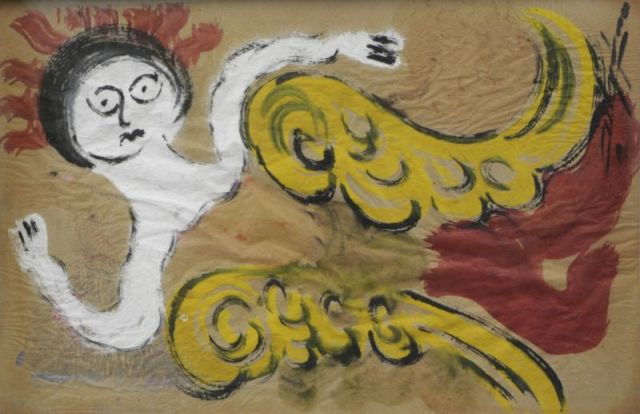 Appraisal: REYES Chucho Tempera on Paper Angel Not apparently signed Galeria