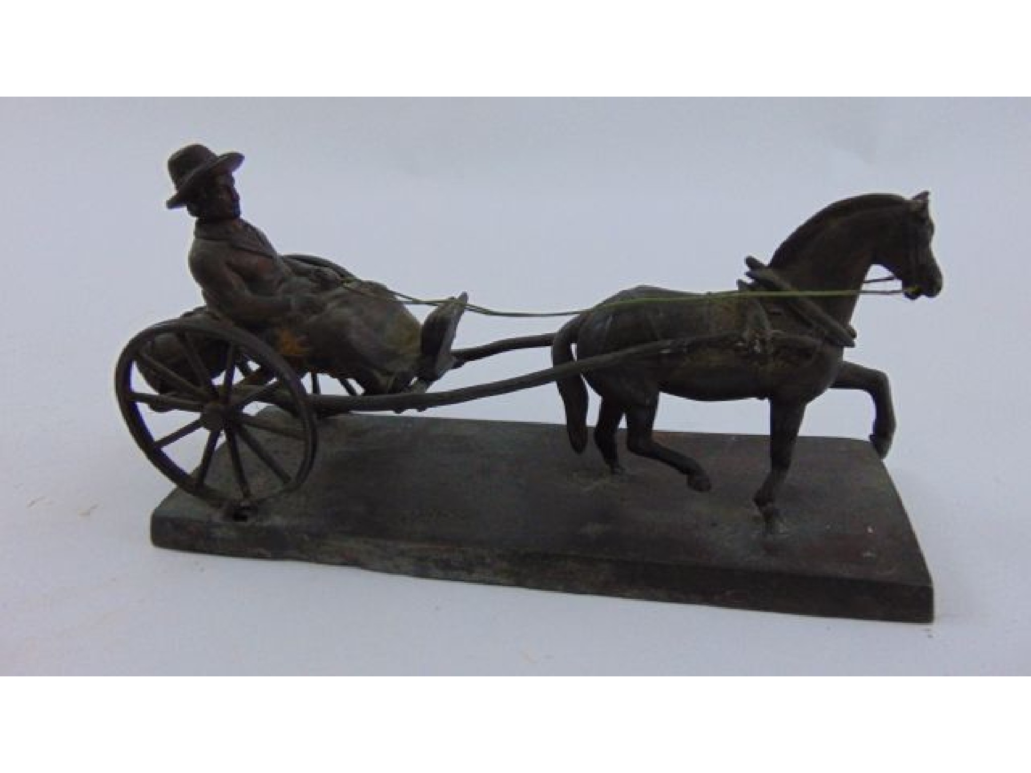 Appraisal: Small th century spelter group of a traveller with horse