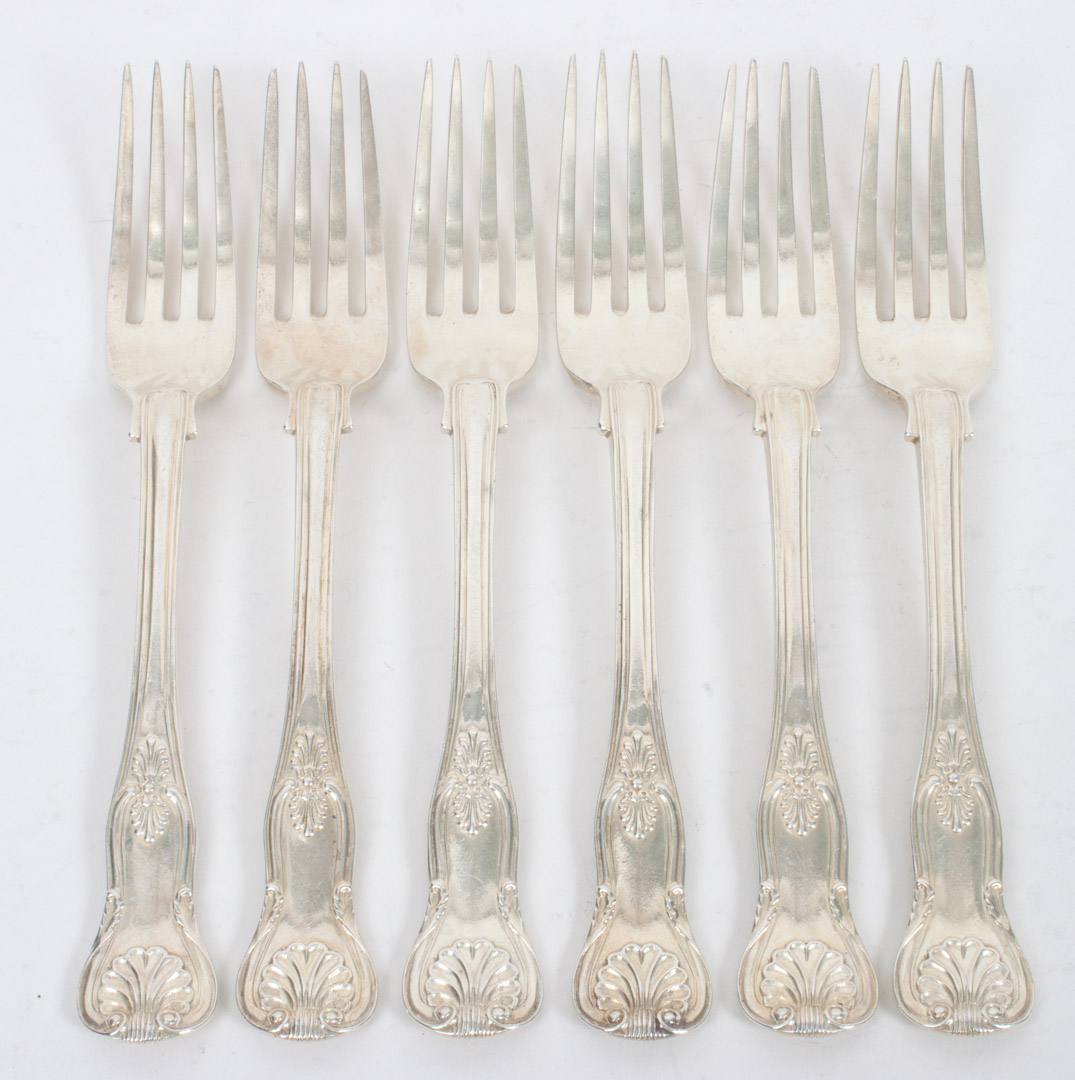 Appraisal: Six Victorian sterling silver forks in the King's pattern George