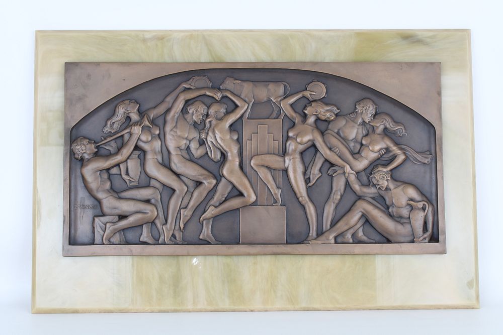 Appraisal: Paul Vincze Art Deco Bronze Plaque Paul Vincze Art Deco