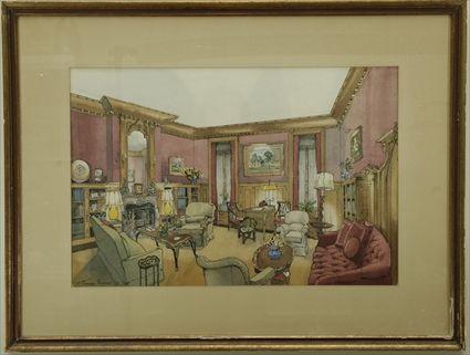 Appraisal: Theodore Hancock th C Rendering of an Interior Watercolor on