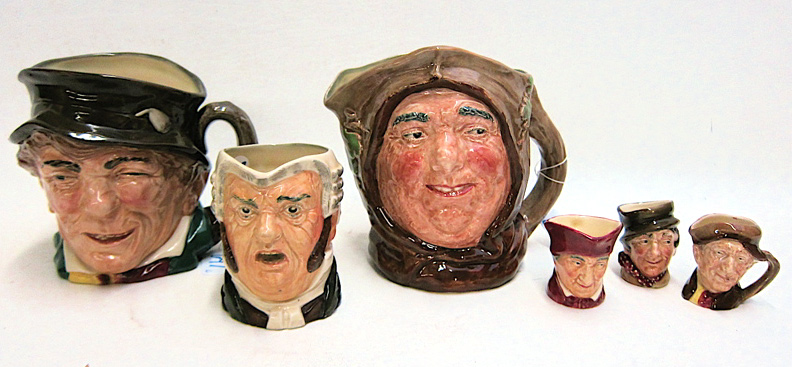 Appraisal: SIX ROYAL DOULTON PORCELAIN CHARACTER TOBY JUGS Friar Tuck D-