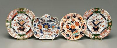 Appraisal: Four ironstone plates Imari style decoration one with orange and