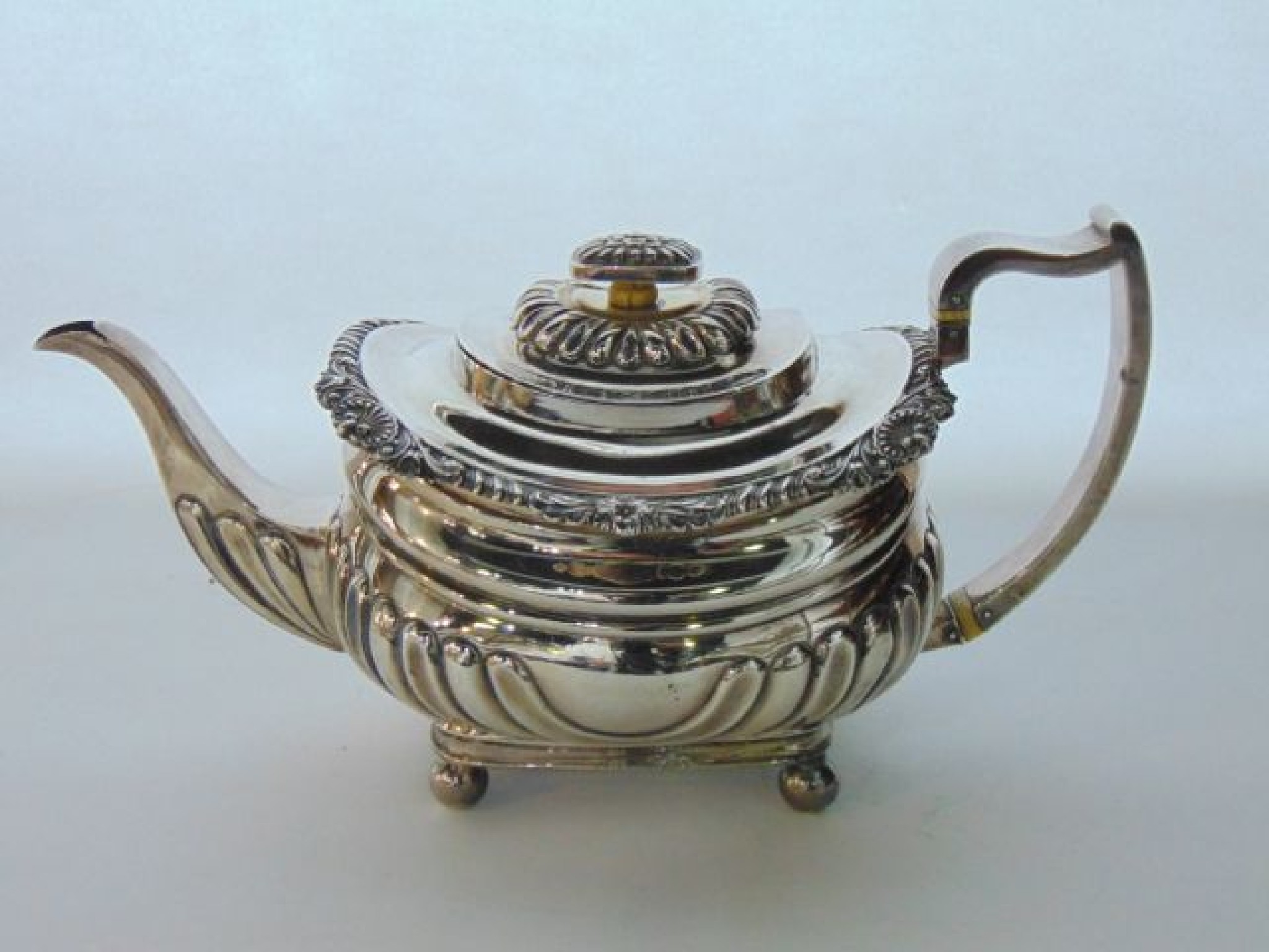 Appraisal: A George III silver teapot William Bateman I London the