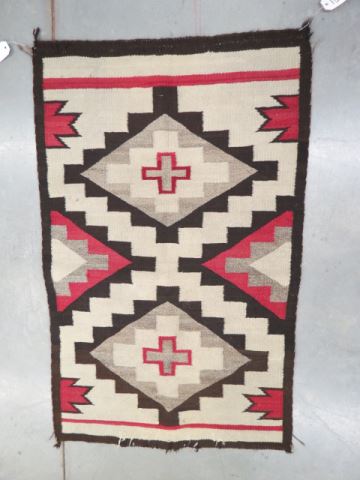 Appraisal: Navjo Indian Saddle Blanket geometric with cross diamond variation x