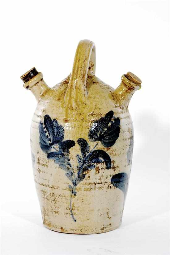 Appraisal: Decorated stoneware harvest jug attributed to Ohio circa modified salt