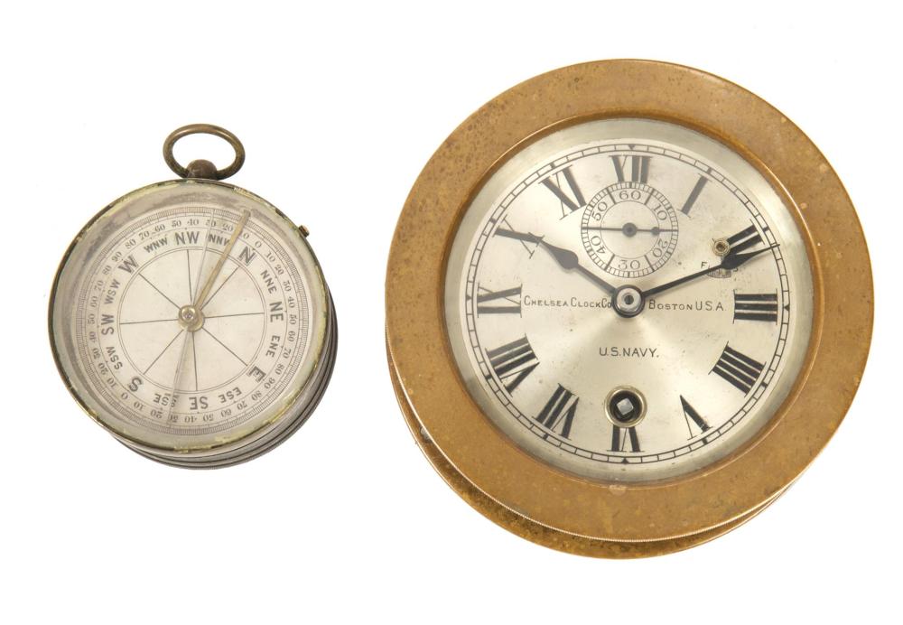 Appraisal: A Chelsea U S Navy ship's clock and J W