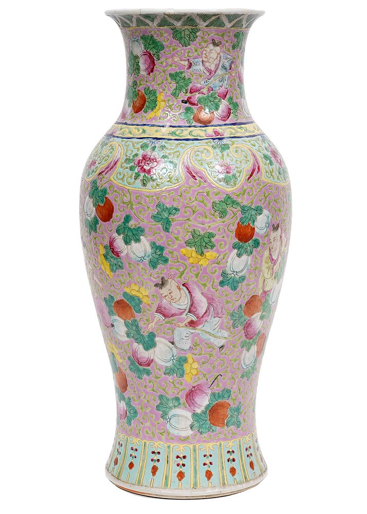 Appraisal: Chinese Porcelain Famille Rose Vase Large Chinese famille rose porcelain