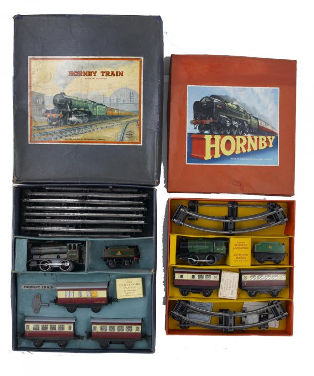 Appraisal: TWO HORBY GAUGE CLOCKWORK TRAIN SETS Passenger Sets and both