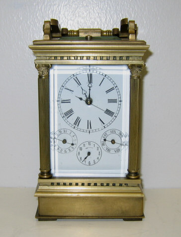 Appraisal: BRASS CASE CARRIAGE CLOCK Portico form with four beveled glass