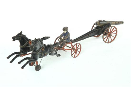 Appraisal: CAST IRON HORSE-DRAWN CANNON American early th century Original polychrome