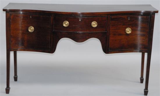 Appraisal: ENGLISH TH C MAHOGANY SIDEBOARD Serpentime with front apron H