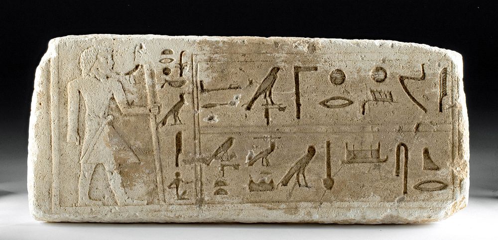 Appraisal: Translated Egyptian Limestone Panel for Kai the Younger Ancient Egypt