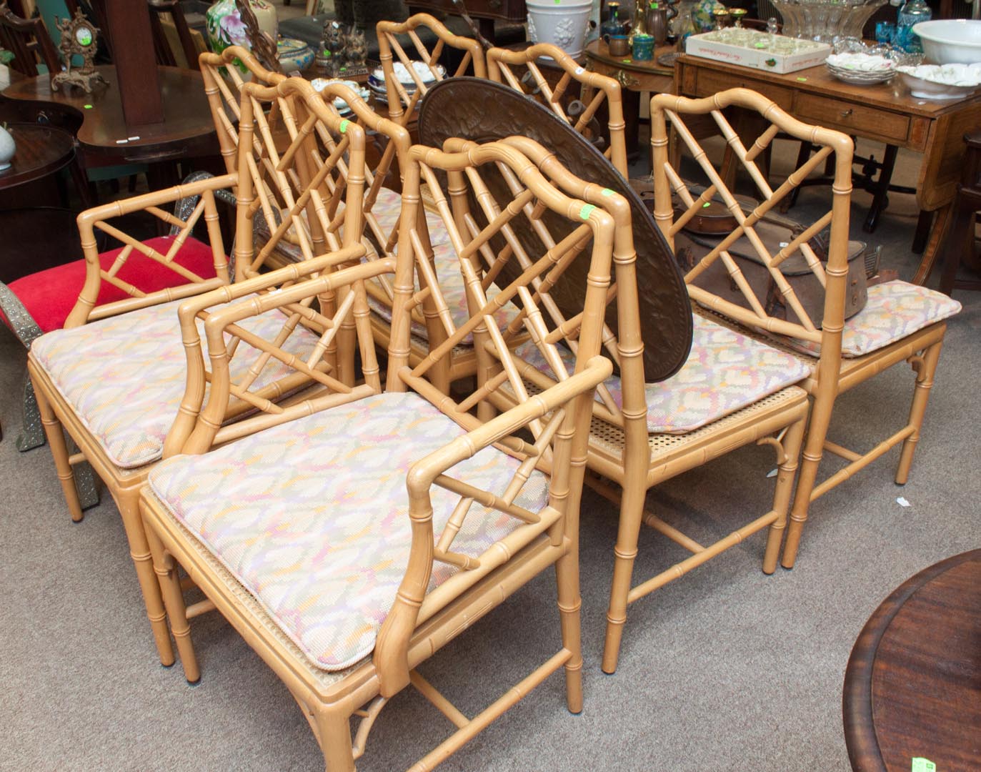 Appraisal: Set of eight bamboo style chairs