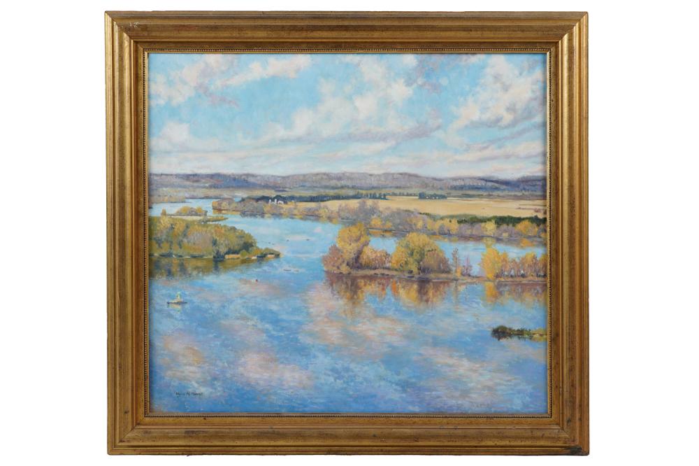 Appraisal: WAYNE M HOWELL TH CENTURY RIVER LANDSCAPE oil on canvas