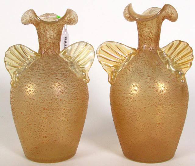 Appraisal: Pair of Czech art glass vases paper label on base