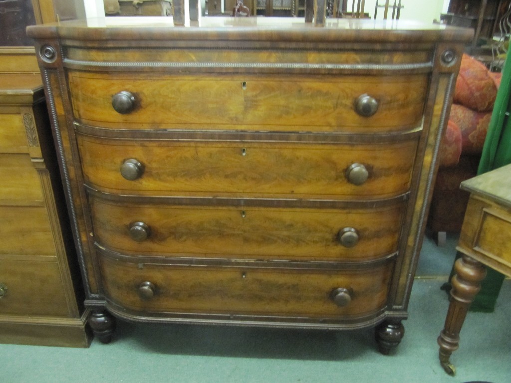 Appraisal: Victorian mahogany barrel fronted chest of drawers