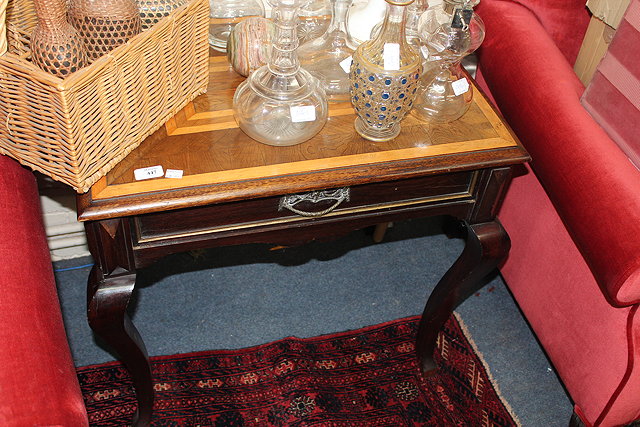 Appraisal: A CONTINENTAL POSSIBLY FRENCH SIDE TABLE with parquetry inlaid top