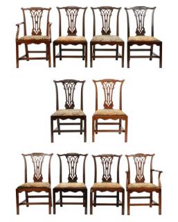 Appraisal: Set Chippendale Style Mahogany Dining Chairs English late th th