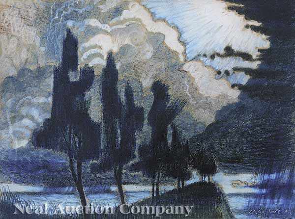 Appraisal: Max Weber Polish American - Trees mixed media signed in