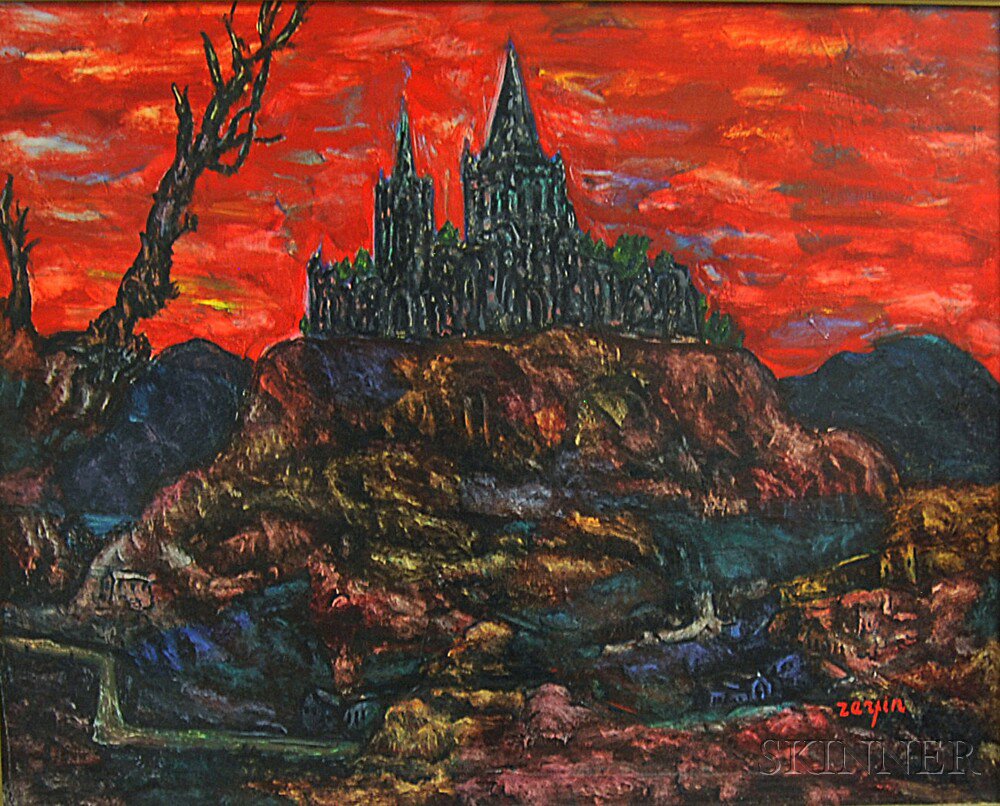 Appraisal: Faibich Shraga Zarfin Russian - Landscape with a Hilltop Cathedral