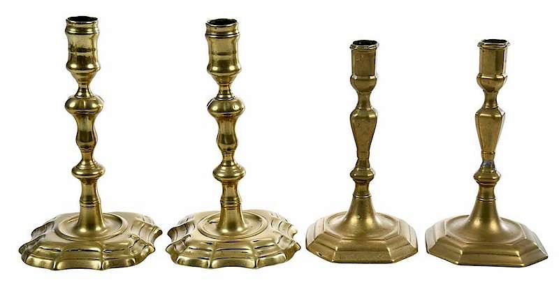 Appraisal: Two Pairs Early Georgian Candlesticks British th century one pair