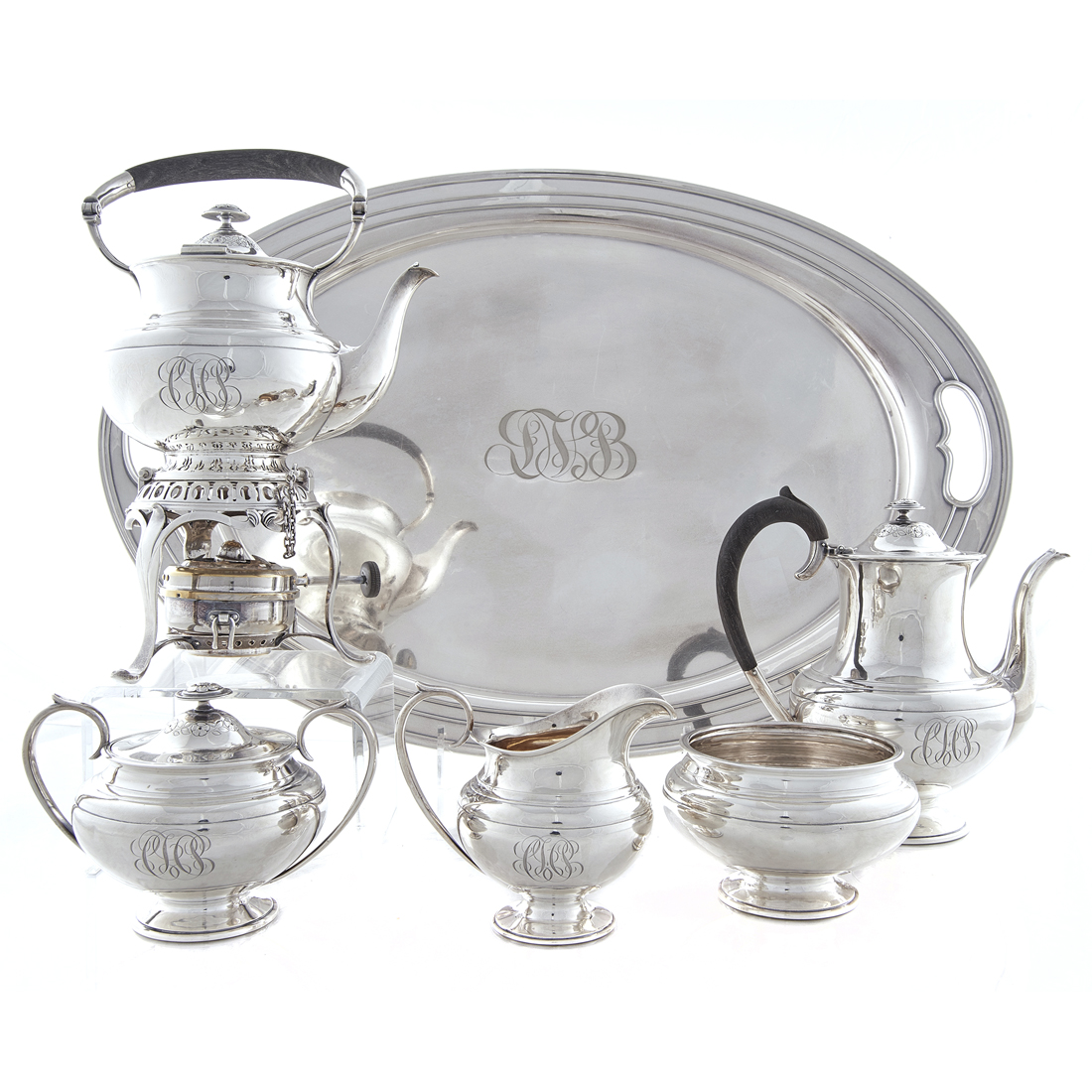 Appraisal: A pc Art Nouveau Arthur Stone sterling hot beverage service